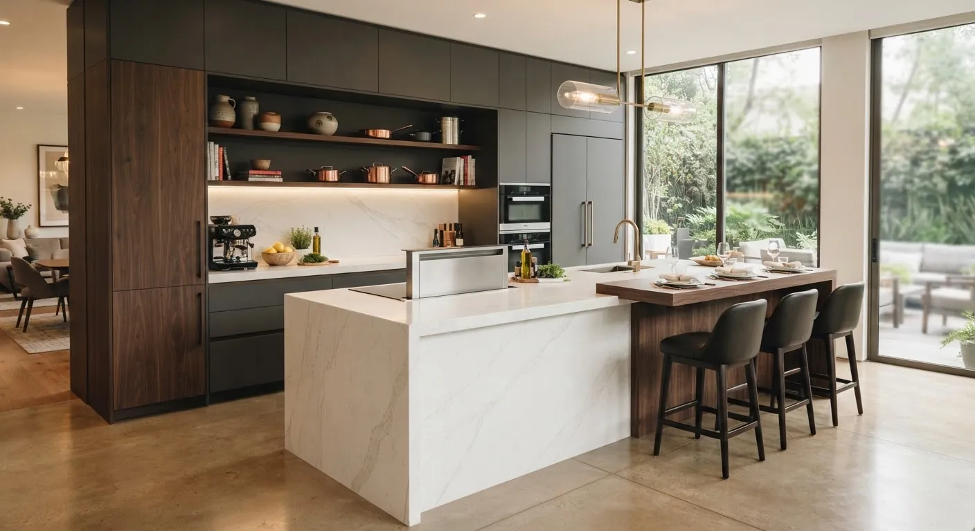 Cocina integral de diseño fabricada por Tecuan Kitchens en Tijuana